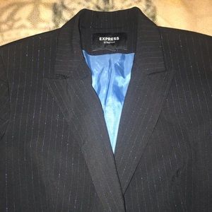 Express Stretch Blue Glitter Pinstriped Suit Sm/2